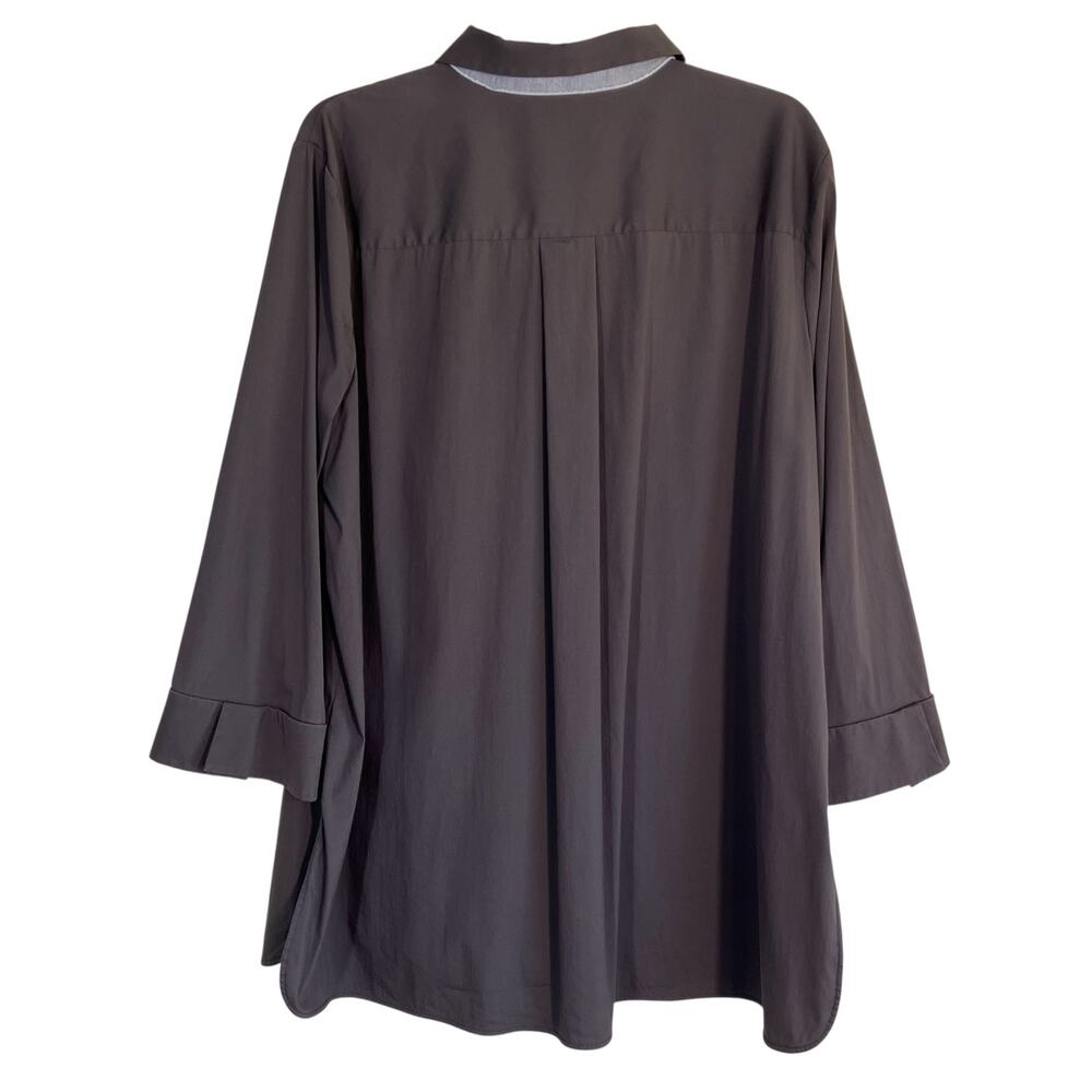 Lafayette 148 Womens XXL Taupe Brown Hip Length Button-Up Shirt Minimalist Clean - Picture 4 of 16